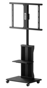 Porodo PD-TVFSW-BK Mobile TV Stand – Dynamic Swivel & Tilt, 32"-75" Screens, Height Adjustable, 35kg Capacity, VESA Compatible, with Wheels & Media Shelf , - Image 2