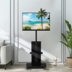 Porodo PD-TVFSW-BK Mobile TV Stand – Dynamic Swivel & Tilt, 32"-75" Screens, Height Adjustable, 35kg Capacity, VESA Compatible, with Wheels & Media Shelf , - Image 4