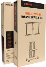Porodo PD-TVFSW-BK Mobile TV Stand – Dynamic Swivel & Tilt, 32"-75" Screens, Height Adjustable, 35kg Capacity, VESA Compatible, with Wheels & Media Shelf , - Image 6