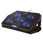 Porodo PDX110 RGB Gaming Laptop Cooling Pad – 5 Super Quiet Fans, 15 Color Modes, USB 2.0 Ports, Adjustable Stand