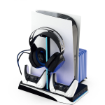 Porodo PDX116 – PS5 Multi‑Function Cooling & Charging Hub with RGB, Disc Storage & Headphone Stand - Image 4