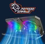 Porodo PDX121 Crystal Shell Laptop Cooling Pad – Silent Dual Fans, Adjustable Stand, LED Lighting, - Image 5