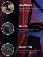 Porodo PDX627 7-in-1 Gaming Steering Wheel – 270° Rotation, Responsive Pedals, Gear Lever – Compatible with PS4, PS3, Xbox One, Xbox 360, PC, Nintendo Switch, Android – - Image 5