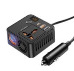 Porodo Universal AC Power Inverter PD-FWCH057 — 200W Car Inverter with USB-C PD 30W, Dual USB-A QC, Smart Cooling & Safety Protections (Black)