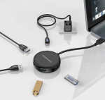 Porodo USB 3.0 Multi-Port Hub PD51CHBBK — 4× USB-A 3.0 + 1× USB-C Power Input, 5Gbps SuperSpeed, Compact Plug-&-Play (Black) - Image 3