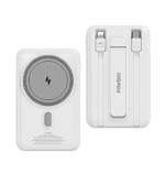 Powero+ Mag Grip PBMG220T – 10,000 mAh MagSafe Power Bank with Built-In USB-C & Lightning Cables (Fast Charging, Magnetic Grip)