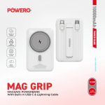 Powero+ Mag Grip PBMG220T – 10,000 mAh MagSafe Power Bank with Built-In USB-C & Lightning Cables (Fast Charging, Magnetic Grip) - Image 2