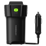 Powerology 150W Cup Holder Power Inverter – Dual USB-C & USB-A QC3.0 Car Charger (P150INV) - Image 2