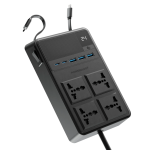 Powerology 2500W 4-AC Retractable Cable Power Strip PWC029 – Fast-Charge USB-C & USB-A, 2500 W High-Output,