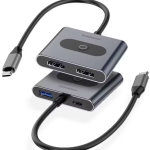 Powerology 4-IN-1 USB-C Multi-Function Hub – 100 W Power Delivery, Dual HDMI & USB-A (Model PWFX2508AGY)