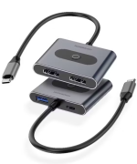 Powerology 4-IN-1 USB-C Multi-Function Hub – 100 W Power Delivery, Dual HDMI & USB-A (Model PWFX2508AGY)