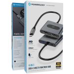 Powerology 4-IN-1 USB-C Multi-Function Hub – 100 W Power Delivery, Dual HDMI & USB-A (Model PWFX2508AGY) - Image 3