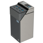 Powerology 50000mAh Power Bank PPBCHA68 — 65W Fast Charge, 3×USB-C (PD) + 3×USB-A, LED Display, 185Wh High-Capacity (Black)