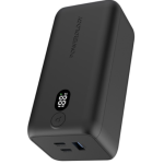 Powerology Onyx 20000mAh (PPBCHA19) — 65W Dual USB-C Power Bank, LED Display, Fast-Charge Laptop & Multi-Device Portable Charger (Black)