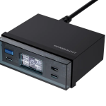 Powerology Power Hub Desktop Charging Station (PWCUQC048) — 65W Total, 3× USB-C PD + 1× USB-A QC with Real-Time Power Monitoring Display (Black)