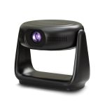 Powerology Rotating Stand Portable Projector Full HD – 300 ANSI Lumens, Android 11, 5200mAh Battery, Auto Keystone, Bluetooth 5.0,