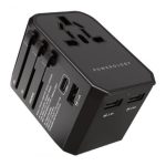 Powerology Universal Travel Adapter 2.4A + PD 45W – Multi-Port Fast Charger for Global Use (P45PDUTVBK)