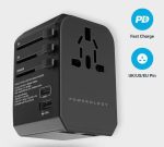 Powerology Universal Travel Adapter 2.4A + PD 45W – Multi-Port Fast Charger for Global Use (P45PDUTVBK) - Image 2