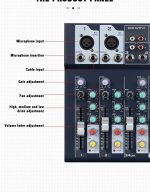 Professional 4-Channel Live Audio Mixer – USB & Bluetooth Connectivity, Built-in Effects, Phantom Power, Compact Design, - Image 3