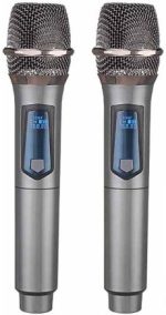 Professional V21 2‑in‑1 Wireless Mic Set – Dual Rechargeable Handheld UHF Microphones
