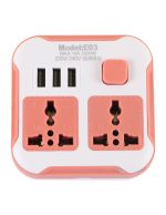 Saffron USB Socket Adapter E03 – Universal Travel Plug with Built‑in USB Port