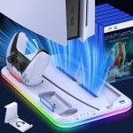 Saitek Multi-Functional PS5 Cooling and Charging Stand – Dual Controller Charger, Built-in Cooling Fan, Game Storage, Headset Holder, USB Ports, - Image 2