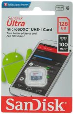 SanDisk Ultra 128GB microSDXC UHS-I Memory Card – Up to 140MB/s Read Speed, Class 10, U1, A1 – Ideal for Full HD Video Recording, Smartphones, Tablets, and Drones,