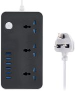 Smart USB Socket CX-T05-W – 3 Power Outlets & 6 USB Ports | Surge Protection | 2m Cord |