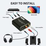Techole HS202 Digital to Analog Audio Converter – 192kHz DAC with Optical & Coaxial Inputs, RCA & 3.5mm Outputs - Image 3