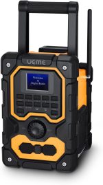 UEME Robuste BGL1 DAB+ FM Bluetooth Radio – 16W Stereo Sound, 2.5" LCD Display, USB Charging, AUX Input, Splash-Proof Design –