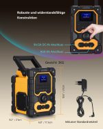 UEME Robuste BGL1 DAB+ FM Bluetooth Radio – 16W Stereo Sound, 2.5" LCD Display, USB Charging, AUX Input, Splash-Proof Design – - Image 3