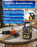 UEME Robuste BGL1 DAB+ FM Bluetooth Radio – 16W Stereo Sound, 2.5" LCD Display, USB Charging, AUX Input, Splash-Proof Design – - Image 5