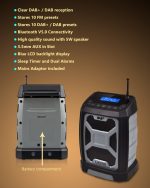 UEME Robuste SML1 DAB+ FM Bluetooth Radio – 5W Stereo Sound, LCD Display, USB Charging, AUX Input, Splash-Proof Design – - Image 2