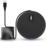 USB Conference Omnidirectional Microphone – 360° Condenser Mic with Mute Button – Plug & Play for Online Meetings –