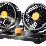 WTLS-T101 Double Headed 12V/24V Vehicle Fan – Dual Adjustable Car Cooling Fan with 360° Rotation for Dashboard & Rear Seat,