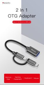 Yesido GS02 2‑in‑1 OTG Connector – Micro‑USB & USB‑C to USB‑A, Braided 10 cm, Fast Data Transfer – - Image 5